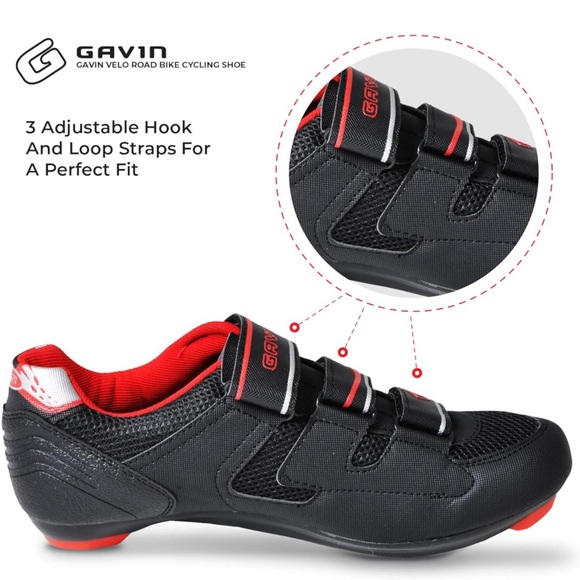 Gavin Velo Road Bike Cycling Shoe Black/Red - Picture 3 of 5